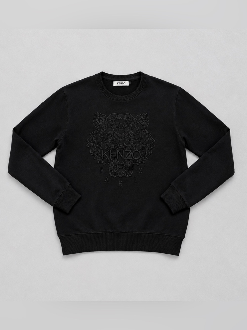 KENZO Black Tonal Embroidered Tiger Crewneck Sweater